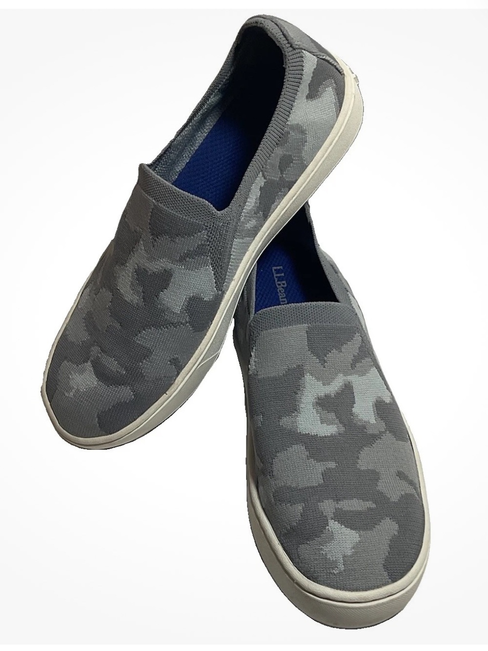 L.L. Bean Eco Bay Gray Camo Knit Slip-On Sneakers